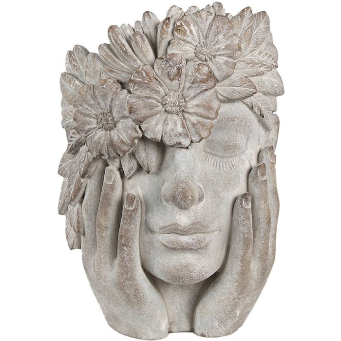 Clayre & Eef 6TE0500 Pot de fleurs femme fleur gris 27x22x31 cm