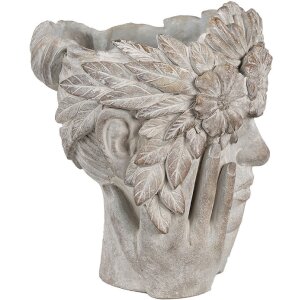 Clayre & Eef 6TE0500 Pot de fleurs femme fleur gris 27x22x31 cm