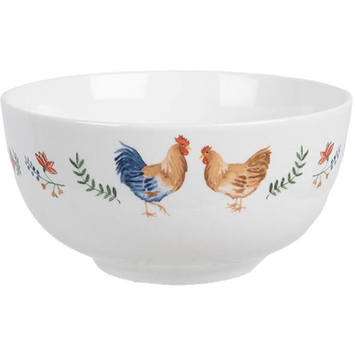 Clayre & Eef CARYBO Bol en céramique blanc Ø 14x7 cm 500 ml style campagnard