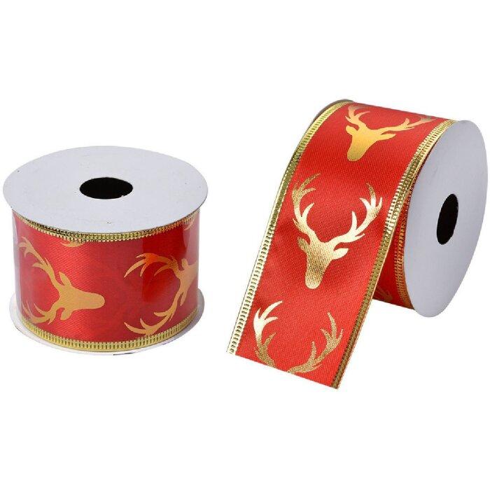 Clayre & Eef LI0124 Noeud rouge doré 5 cm x 2.7 m