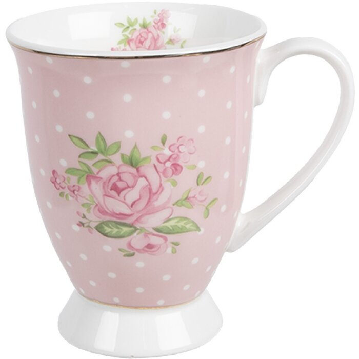 Clayre & Eef SWRMU-2 Tasse Porcelaine Rose Violet 12x8x10cm 300ml