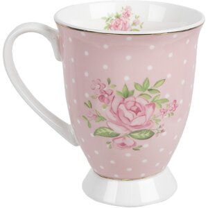 Clayre & Eef SWRMU-2 Tasse Porcelaine Rose Violet 12x8x10cm 300ml