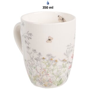 Clayre & Eef Tasse WFFMU Blanc Porcelaine Botanique 12x8x10 cm 350 ml