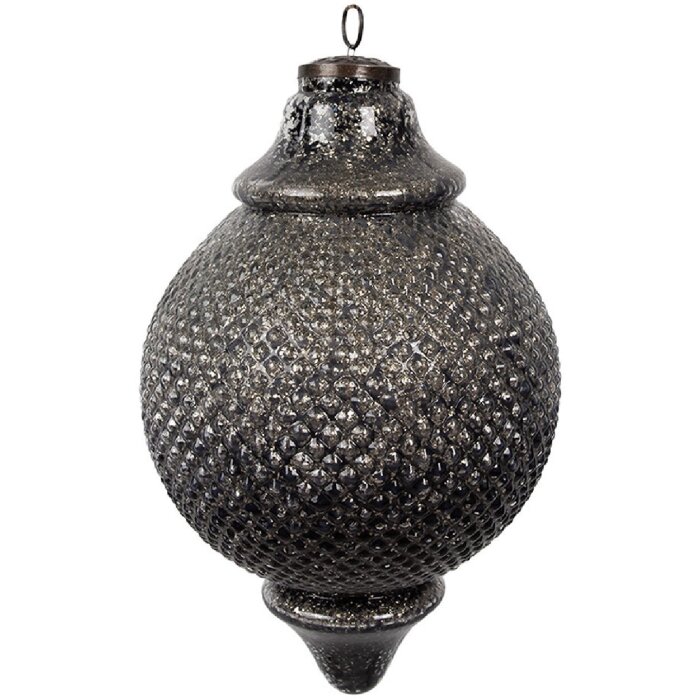 Clayre & Eef 6GL4533L Boule de Noël Noir Gris Ø 20x32 cm Style baroque
