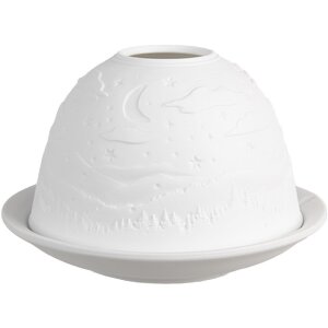 Clayre & Eef 6CE1815 Bougeoir blanc Ø 12x8 cm Porcelaine style campagnard