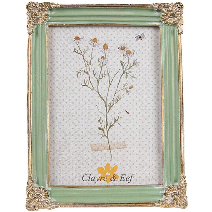 Clayre & Eef 2F1141 Cadre photo 16x2x21 cm Vert Doré Style Bohème