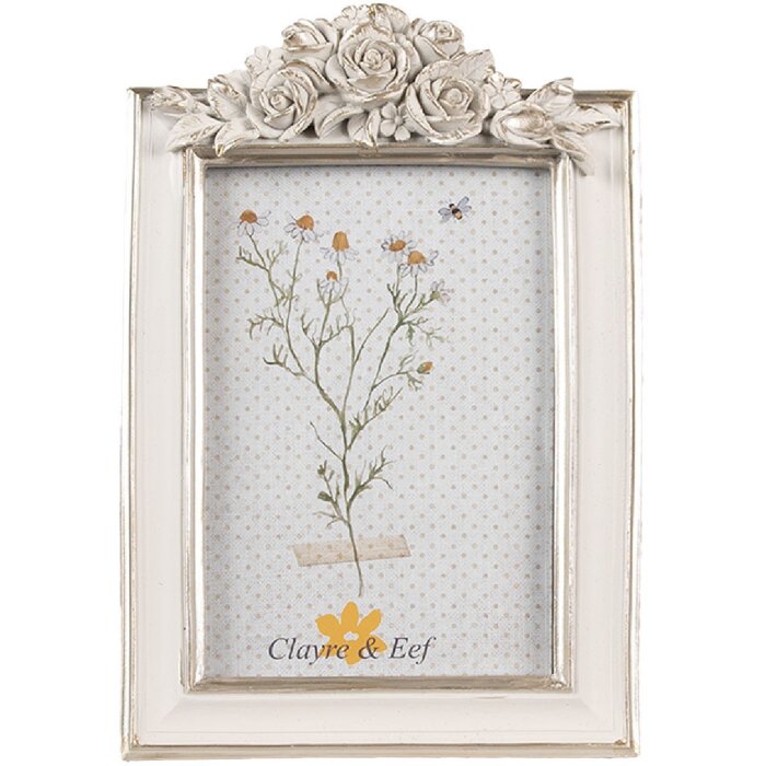Clayre & Eef 2F1142 Cadre photo blanc argenté 14x2x22 cm / 10x15 cm