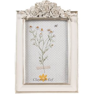 Clayre & Eef 2F1142 Cadre photo blanc argenté 14x2x22 cm / 10x15 cm