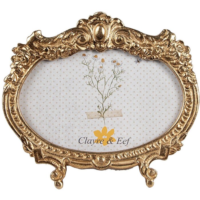 Clayre & Eef 2F1144 Cadre photo doré 17x2x15 cm / 10x15 cm ovale baroque