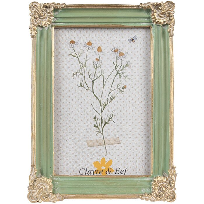 Clayre & Eef 2F1147 Cadre photo vert or 13x2x18 cm 10x15 cm