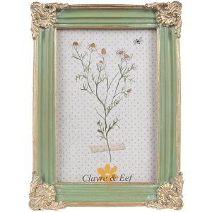 Clayre & Eef 2F1147 Cadre photo vert or 13x2x18 cm 10x15 cm