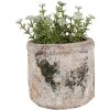 Clayre & Eef 6TE0516S Pot de fleurs terre cuite beige vert Ø 12x11 cm style rustique