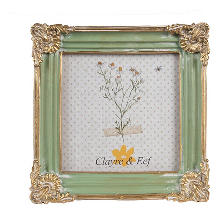 Clayre & Eef 2F1149 Cadre photo vert or 13x2x13 cm 10x10 cm
