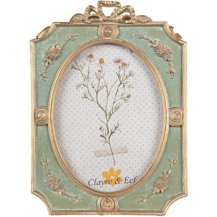 Clayre & Eef 2F1154 Cadre photo Vert Doré 16x2x24 cm 13x18 cm