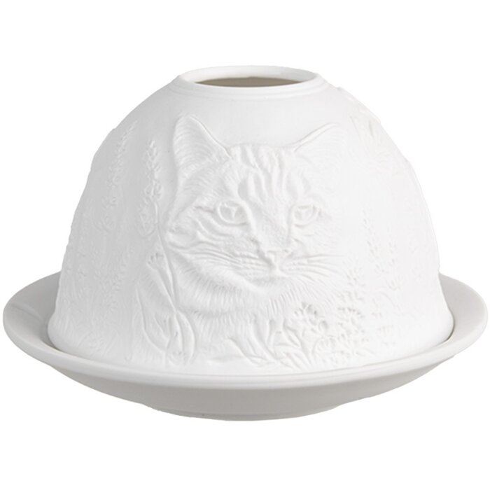 Clayre & Eef 6CE1807 Bougeoir chat Ø 12x8 cm Blanc