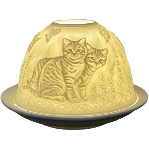 Clayre & Eef 6CE1807 Bougeoir chat Ø 12x8 cm Blanc