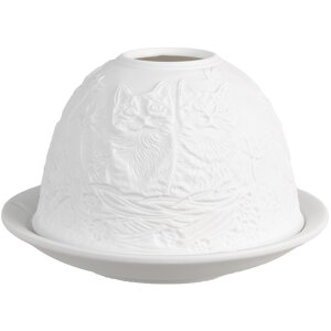 Clayre & Eef 6CE1808 Porte-bougie à chauffe-plat motif chat Ø 12x8 cm Blanc