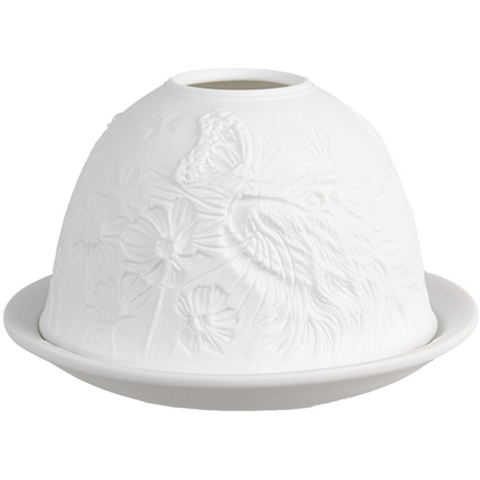 Clayre & Eef 6CE1809 Bougeoir en porcelaine Chat Ø 12x8 cm Blanc