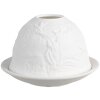 Clayre & Eef 6CE1812 Porte-bougie à chauffe-plat Ø 12x8 cm Blanc Porcelaine Design Cerf