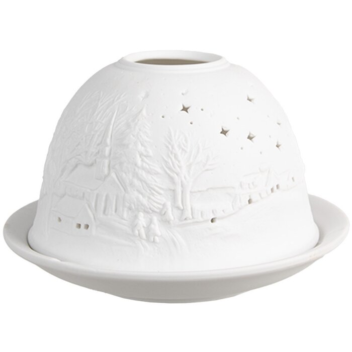 Clayre & Eef 6CE1814 Porte-bougies à réchaud Étoiles Ø 12x8 cm Blanc