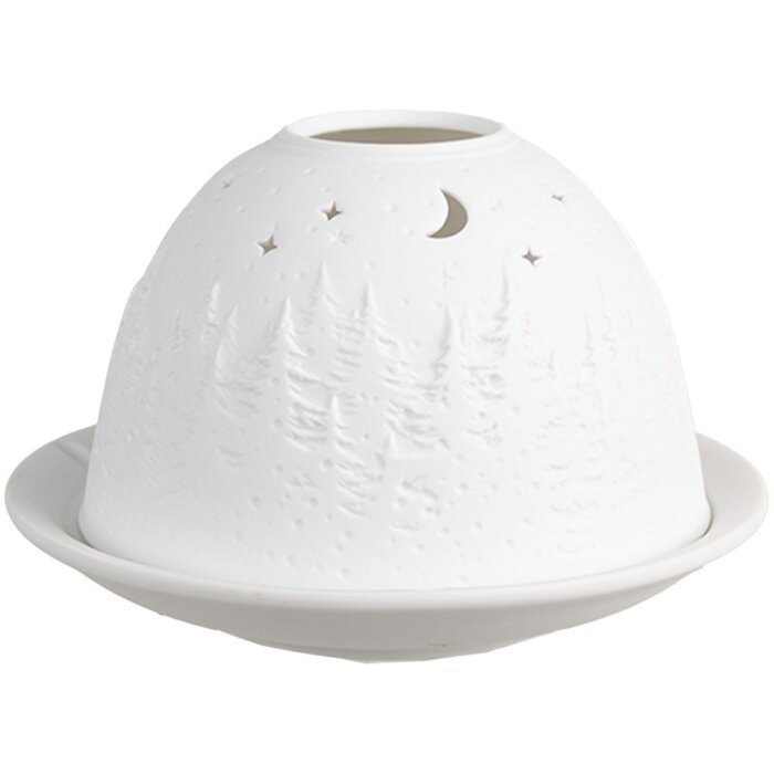 Clayre & Eef 6CE1817 Porte-bougie à chauffe-plat Ø 12x8 cm Arbre blanc