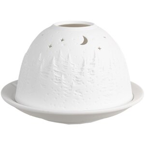 Clayre & Eef 6CE1817 Porte-bougie à chauffe-plat Ø 12x8 cm Arbre blanc