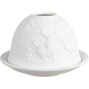 Clayre & Eef 6CE1818 Porte-bougie à chauffe-plat Cerfs Ø 12x8 cm Blanc