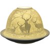 Clayre & Eef 6CE1818 Porte-bougie à chauffe-plat Cerfs Ø 12x8 cm Blanc