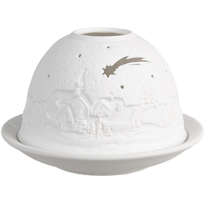 Clayre & Eef 6CE1819 Porte-bougie à chauffe-plat Ø 12x8 cm Blanc Paysage dhiver