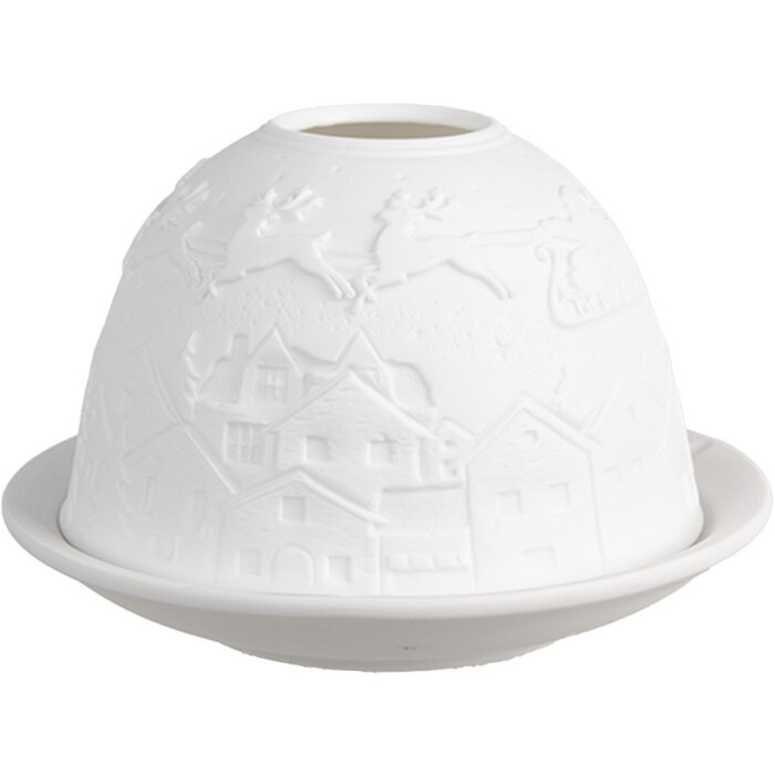 Clayre & Eef 6CE1820 Porte-bougies à réchaud Porcelaine blanche Ø 12x8 cm Noël