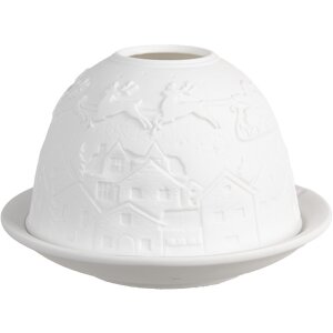 Clayre & Eef 6CE1820 Porte-bougies à réchaud Porcelaine blanche Ø 12x8 cm Noël