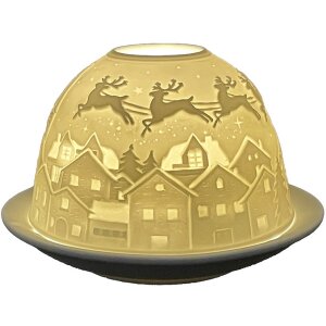 Clayre & Eef 6CE1820 Porte-bougies à réchaud Porcelaine blanche Ø 12x8 cm Noël