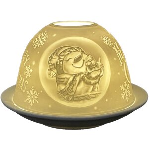 Clayre & Eef 6CE1822 Porte-bougie à réchaud Merry Christmas Ø 12x8 cm Blanc