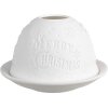 Clayre & Eef 6CE1822 Porte-bougie à réchaud Merry Christmas Ø 12x8 cm Blanc