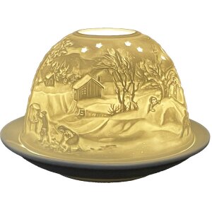 Clayre & Eef 6CE1823 Porte-bougies à réchaud Hiver Ø 12x8 cm Blanc