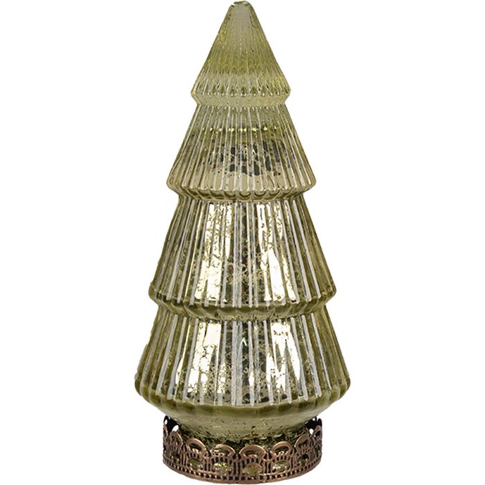 Clayre & Eef 6GL4569GR Arbre de Noël avec LED Vert Ø 7x16 cm