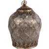 Clayre & Eef 6GL4584 LED Lanterne Ø 13x18 cm Brun Verre Décoration