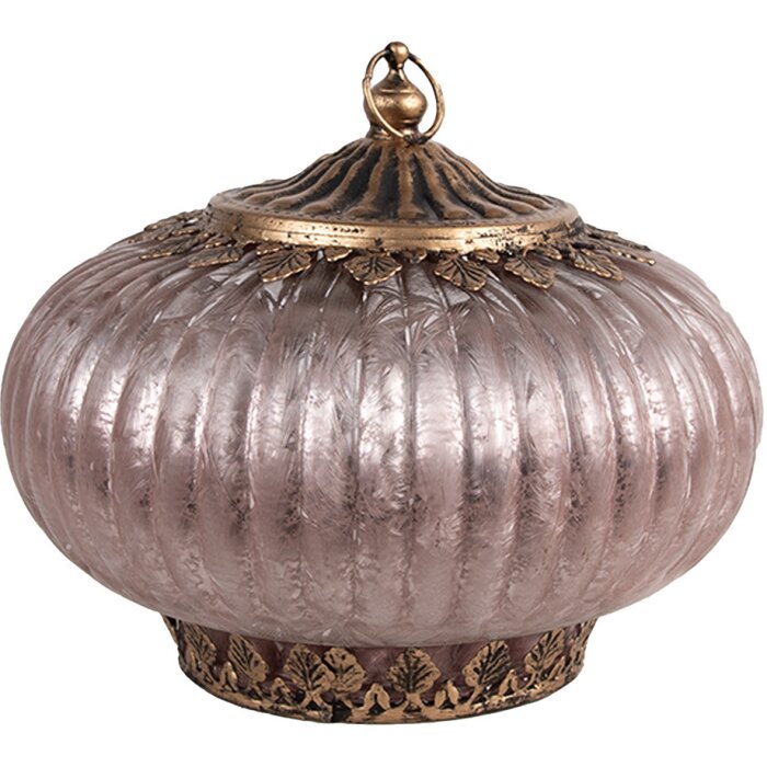 Clayre & Eef 6GL4589 LED Lanterne rose verre Ø 17x14 cm
