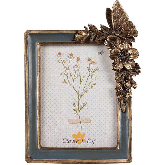 Clayre & Eef 2F1126 Cadre photo 18x3x26 cm 13x18 cm bleu or