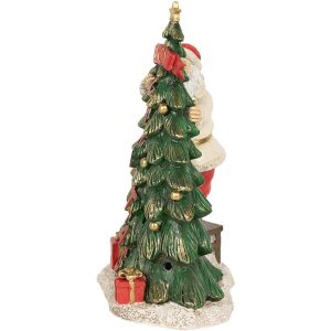 Clayre & Eef 6PR4179 Père Noël avec arbre de Noël LED 15x10x22 cm
