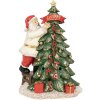 Clayre & Eef 6PR4179 Père Noël avec arbre de Noël LED 15x10x22 cm