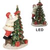 Clayre & Eef 6PR4179 Père Noël avec arbre de Noël LED 15x10x22 cm