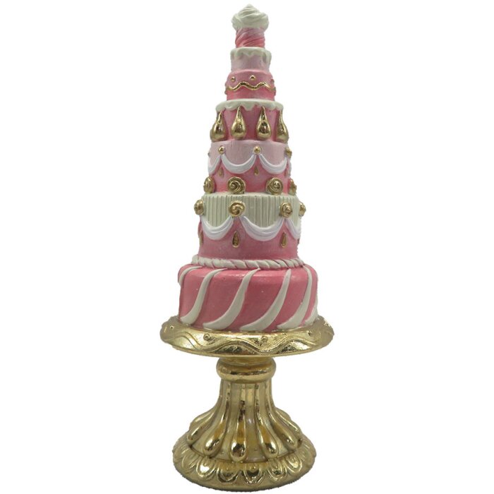 Clayre & Eef 6PR4220 Décoration Gâteau Ø 8x21 cm Rose Or
