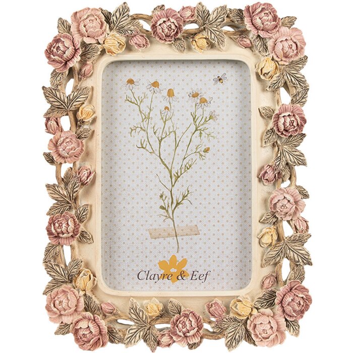 Clayre & Eef 2F1134 Cadre photo motif fleurs 17x2x21 cm 10x15 cm