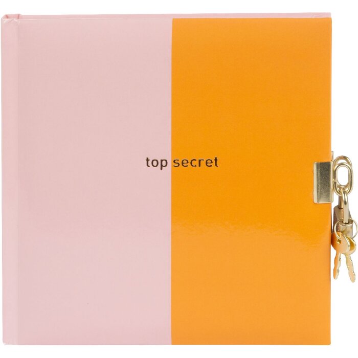 Goldbook journal intime Coloration orange rosé 16x16 cm avec serrure et gaufrage doré