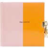 Goldbook journal intime Coloration orange rosé 16x16 cm avec serrure et gaufrage doré