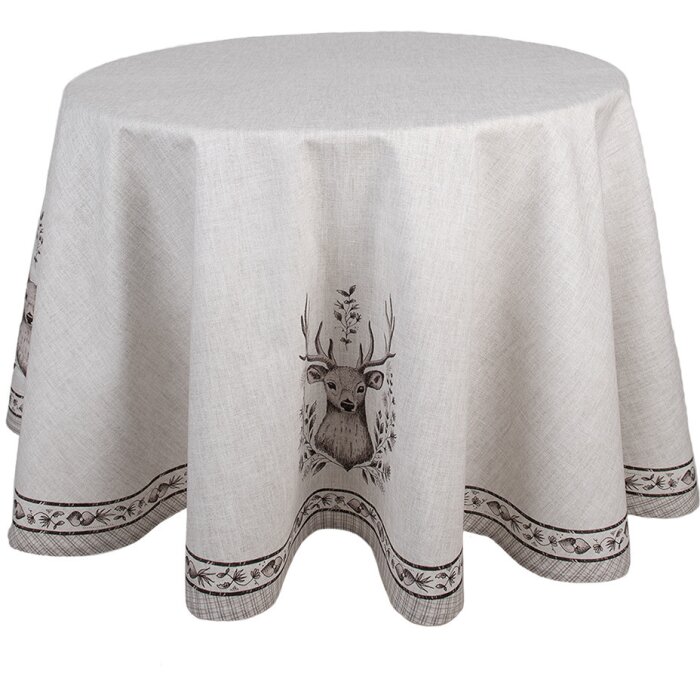 Clayre & Eef GTW07 Nappe motif cerf beige Ø 170 cm