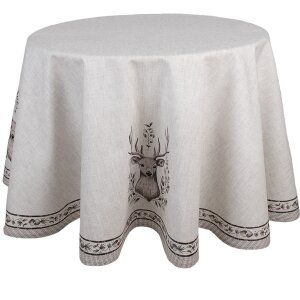 Clayre & Eef GTW07 Nappe motif cerf beige Ø 170 cm