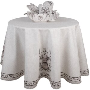 Clayre & Eef GTW07 Nappe motif cerf beige Ø 170 cm