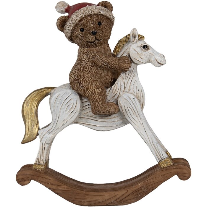 Clayre & Eef 6PR4169 Décoration Ours sur cheval à bascule 12x4x14 cm